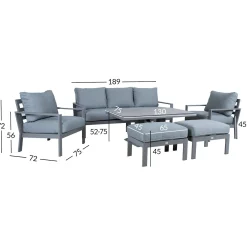 Hagemøbelsett HOME4YOU Rio 6 deler gråbeige