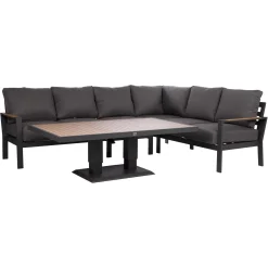 Hagemøbelsett HOME4YOU Rio hjørnesofa og bord mørkegrå