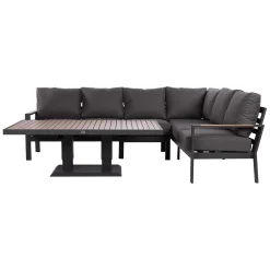 Hagemøbelsett HOME4YOU Rio hjørnesofa og bord mørkegrå