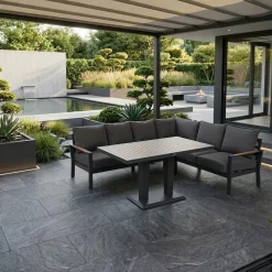 Hagemøbelsett HOME4YOU Rio hjørnesofa og bord mørkegrå