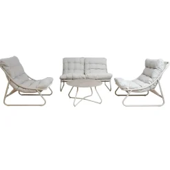 Hagemøbelsett HOME4YOU Samba bord, sofa og 2 stoler lysegrå