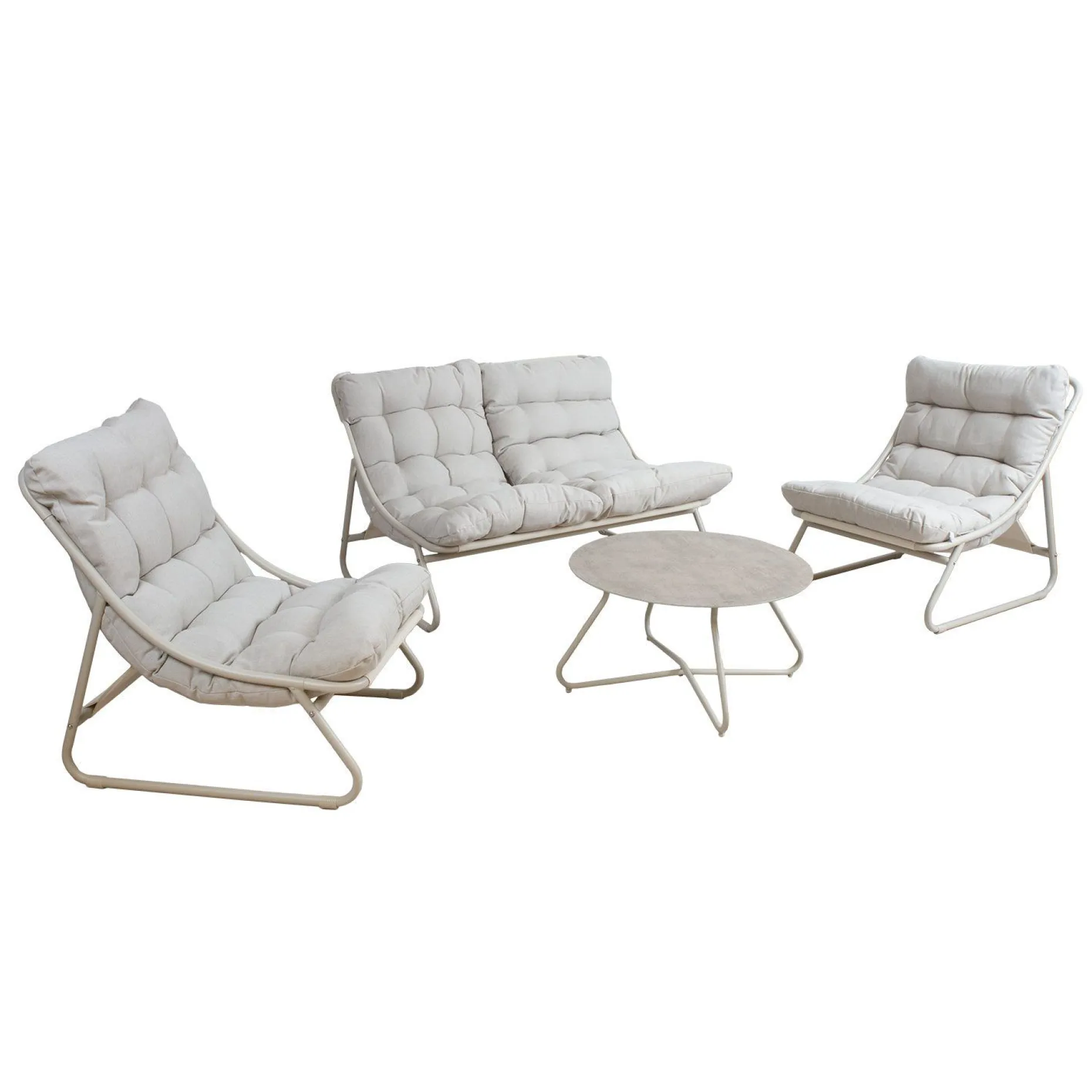 Hagemøbelsett HOME4YOU Samba bord, sofa og 2 stoler lysegrå