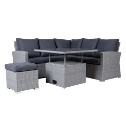 Hagemøbelsett HOME4YOU Samuel bord, hjørnesofa og ottoman
