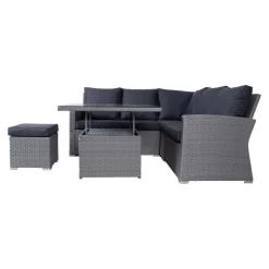 Hagemøbelsett HOME4YOU Samuel bord, hjørnesofa og ottoman