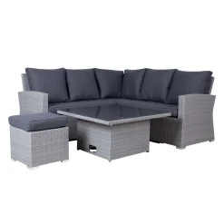 Hagemøbelsett HOME4YOU Samuel bord, hjørnesofa og ottoman