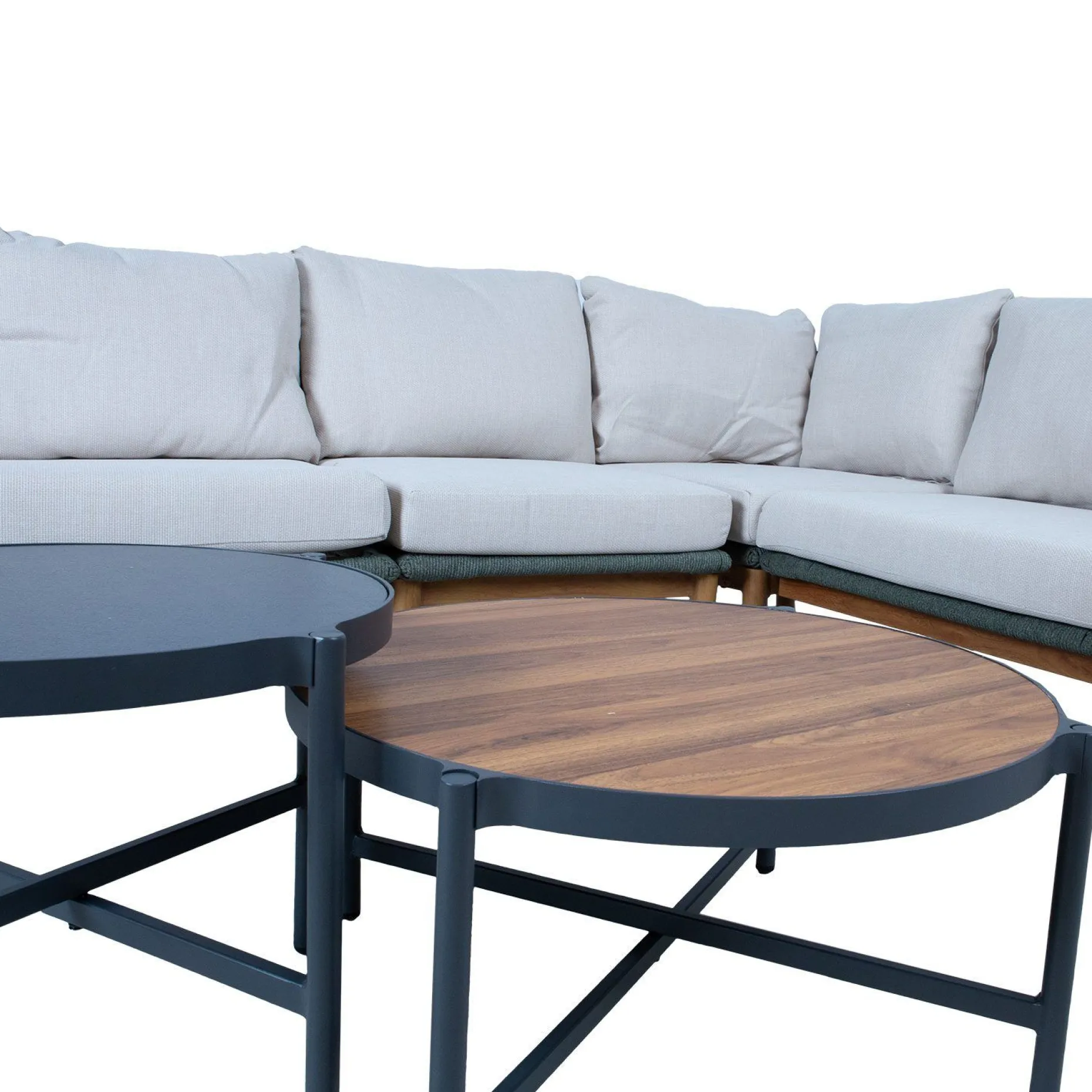 Hagemøbelsett HOME4YOU Tuxedo hjørnesofa og 2 bord