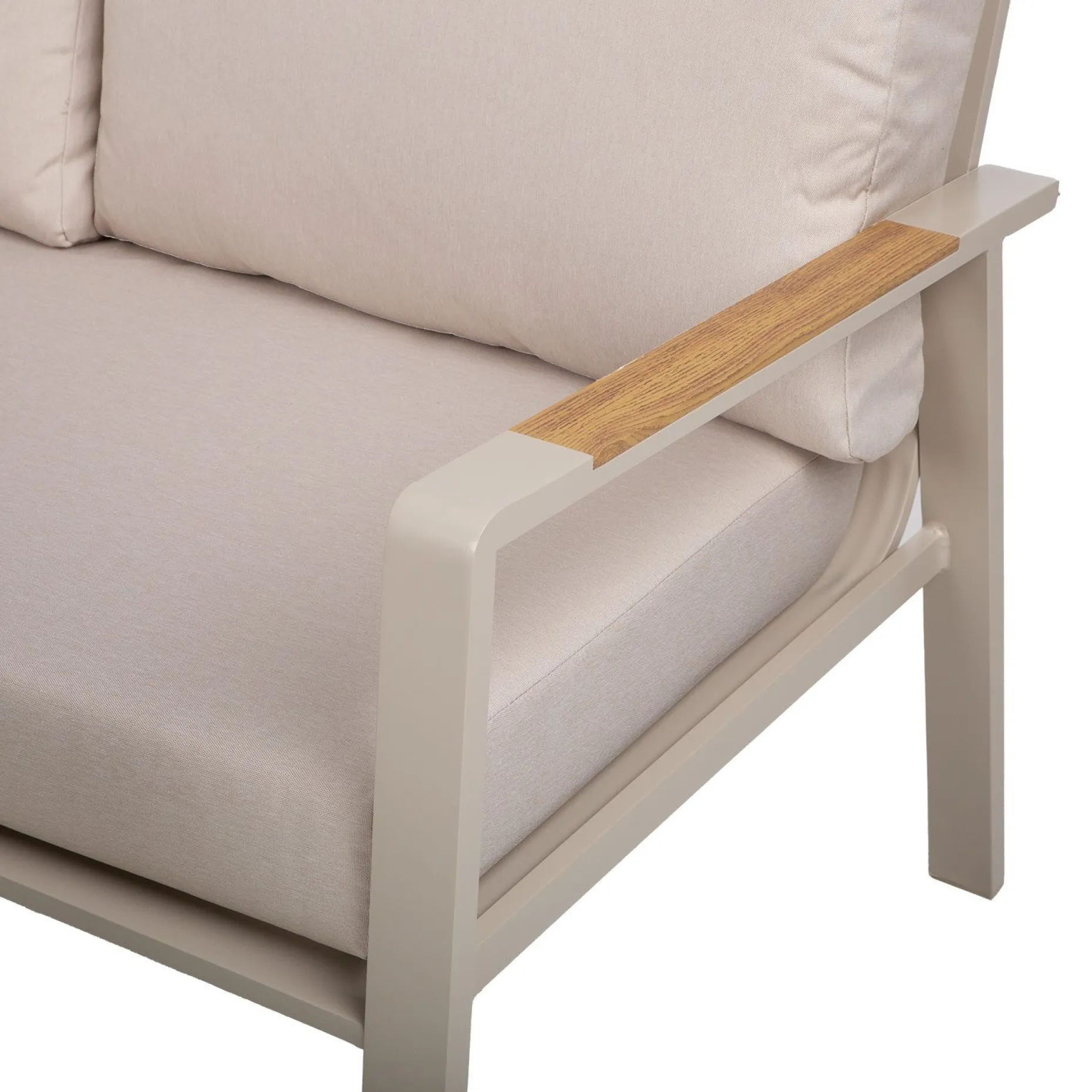 Hagemøbelsett HOME4YOU Upland bord og hjørnesofa beige