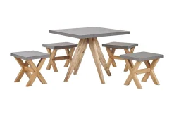 Hagesett med bord og 4 krakker 90 x 90 cm OLBIA
