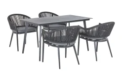 Hagesett med bord og 4 stoler i aluminium MILETO