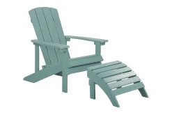 Hagestol med fotskammel turkis ADIRONDACK