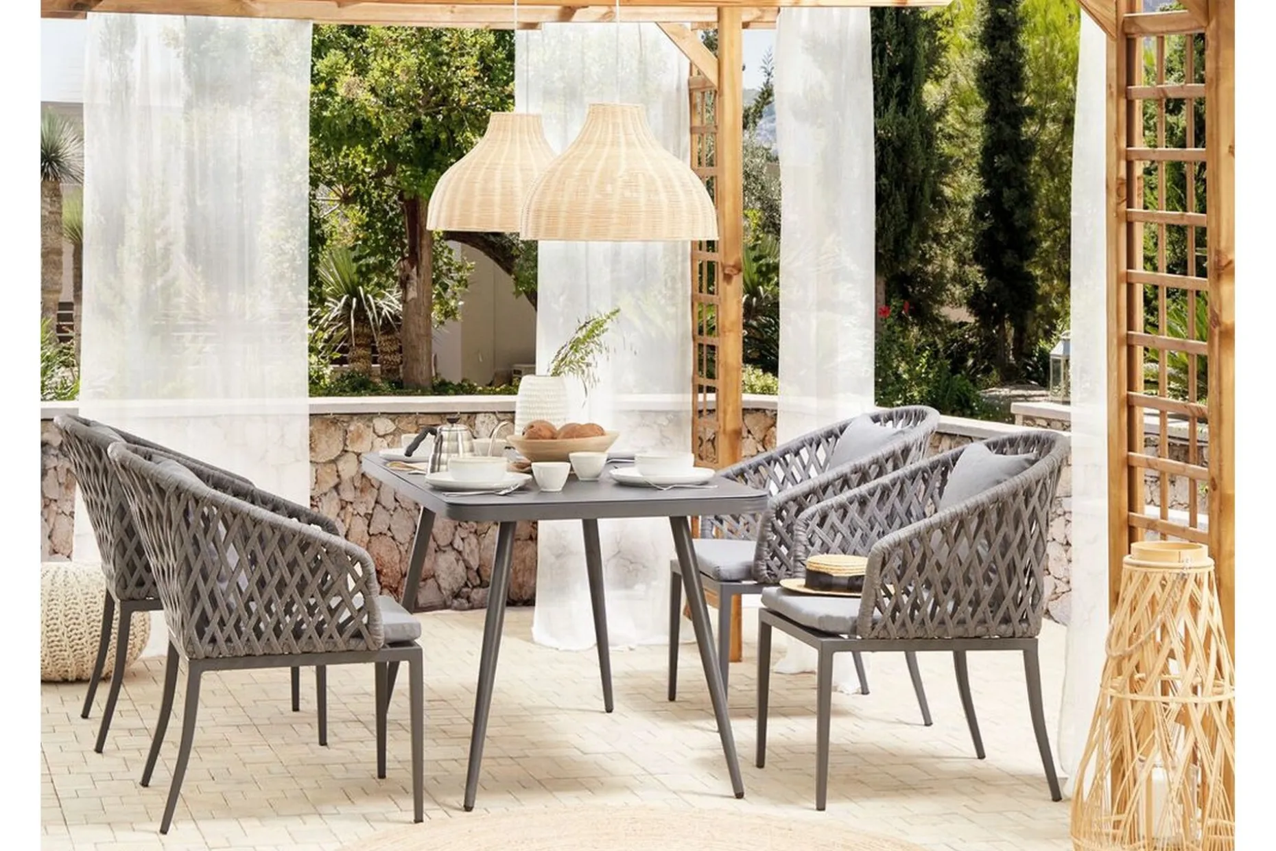 Hagestol 2 stk aluminium grå LIPARI