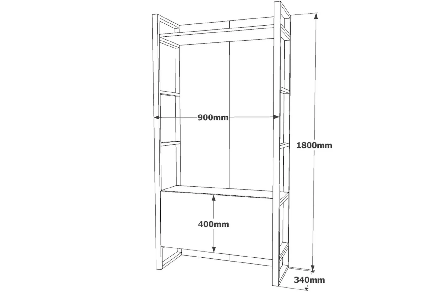 Hardyng Hallmöbelset 34x90 cm Dobbel Venstre