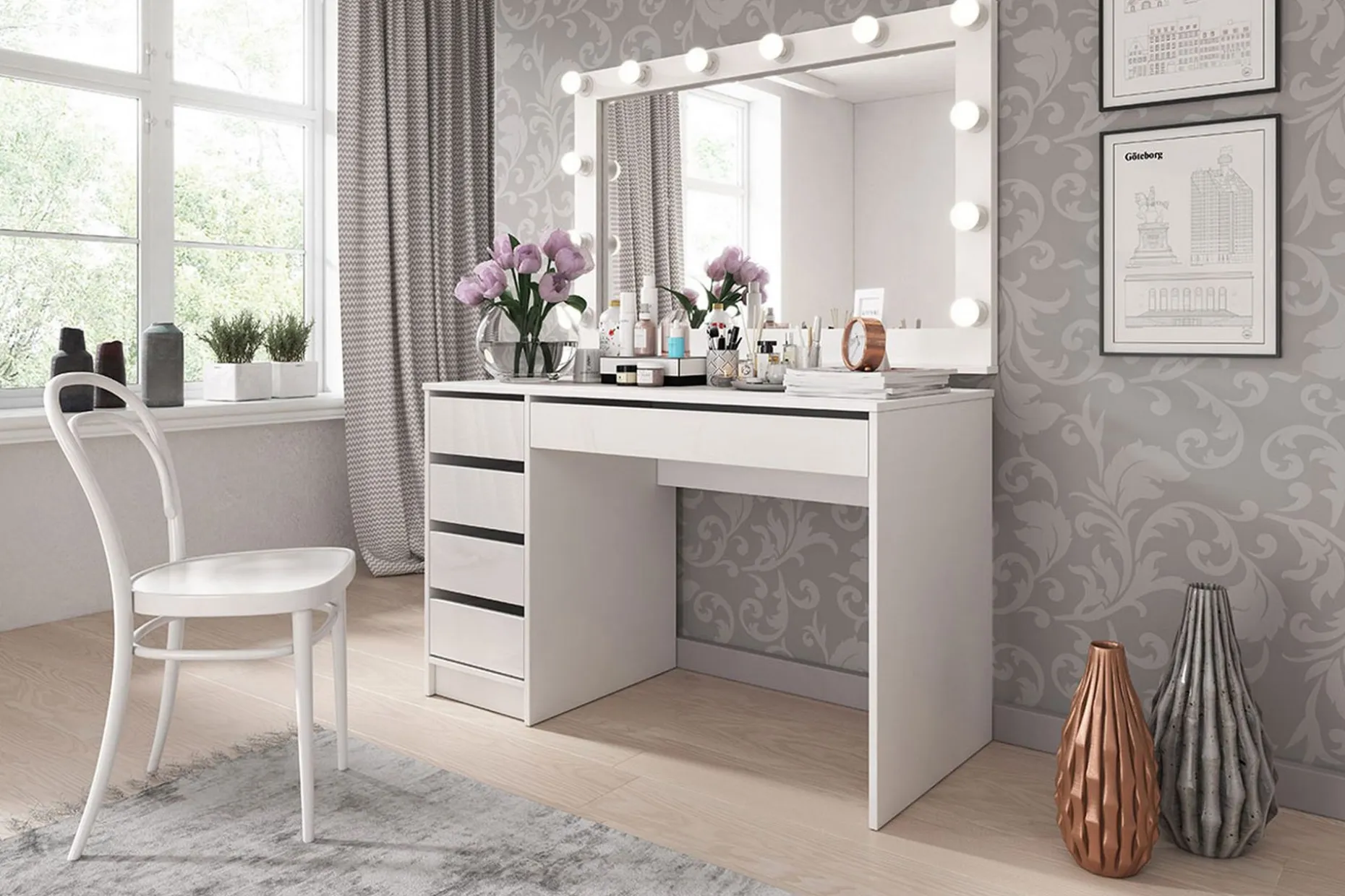 Harland Skrivebord 120 cm med 5 Oppbevaringsskuffer