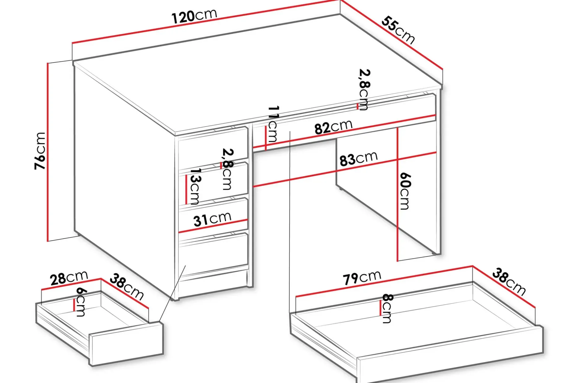 Harland Sminkebord 120 cm
