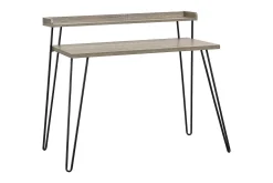 Haven Skrivebord 114 cm med Oppbevaringshylle Grå/Svart