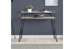 Haven Skrivebord 114 cm med Oppbevaringshylle Grå/Svart