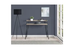 Haven Skrivebord 114 cm med Oppbevaringshylle Grå/Svart