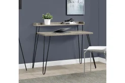 Haven Skrivebord 114 cm med Oppbevaringshylle Grå/Svart