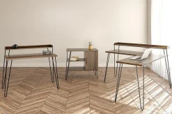 Haven Skrivebord 114 cm med Oppbevaringshylle Hvit/Svart