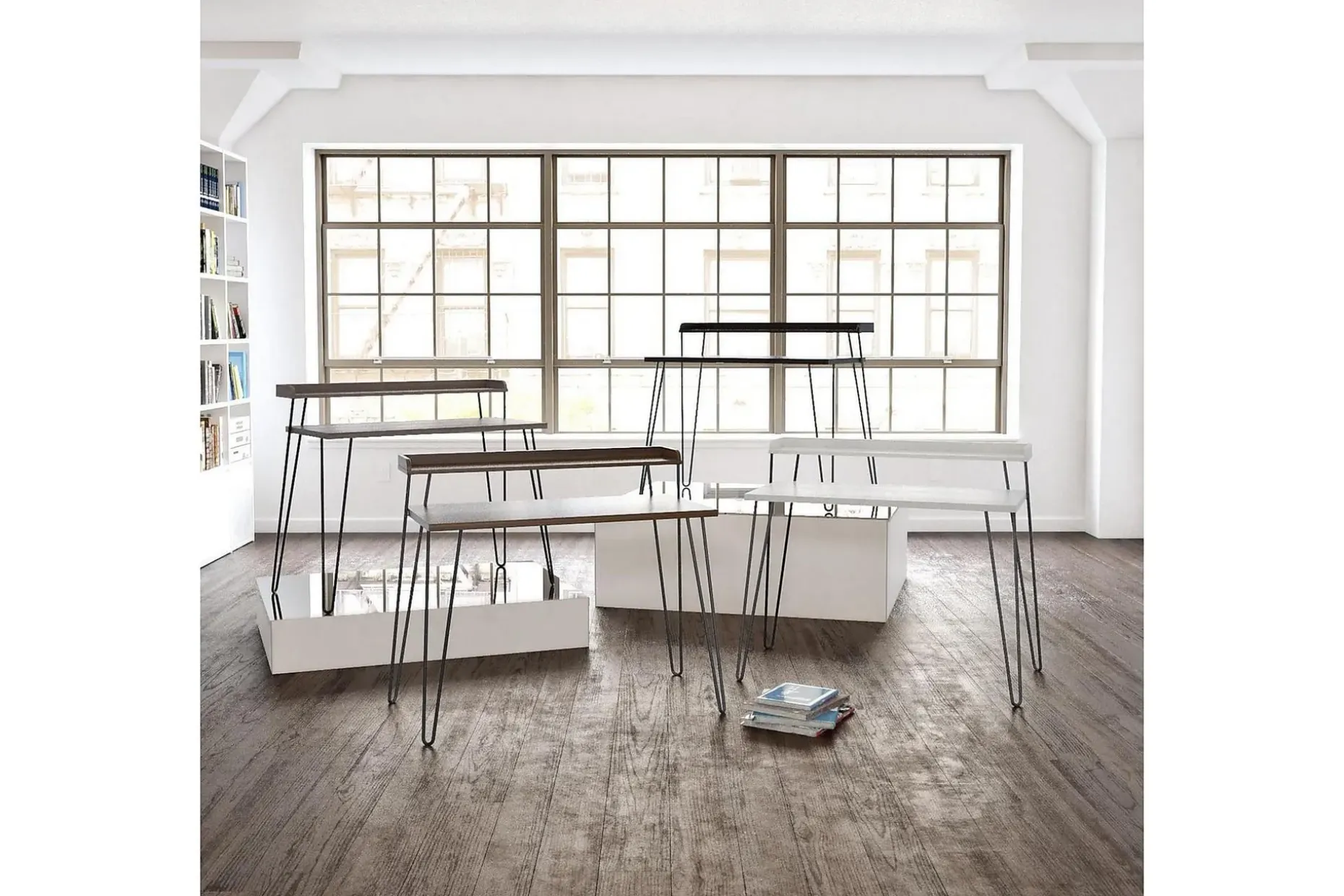 Haven Skrivebord 114 cm med Oppbevaringshylle Espresso/Svart