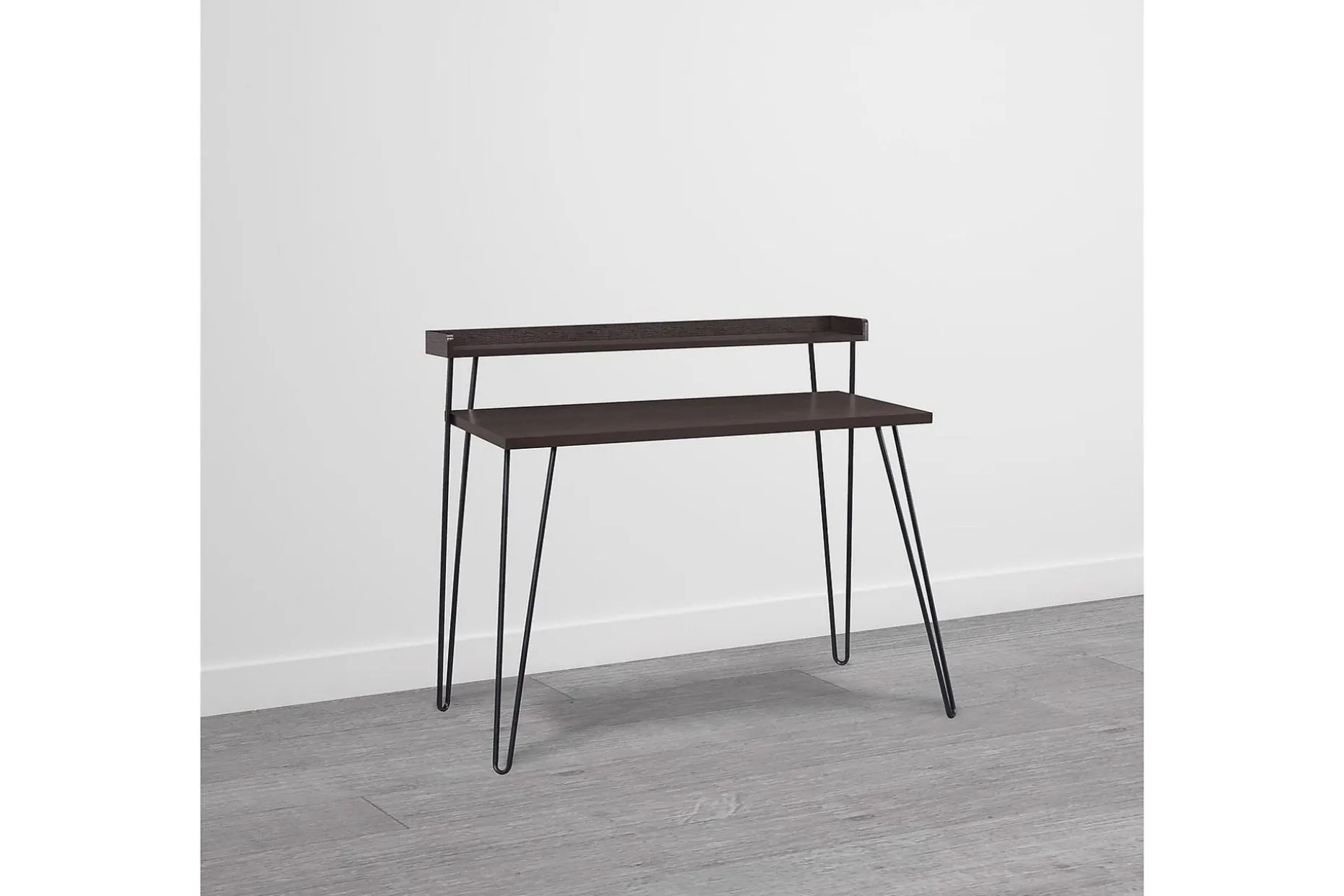 Haven Skrivebord 114 cm med Oppbevaringshylle Espresso/Svart