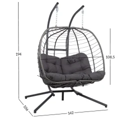 Hengestol HOME4YOU Finse 2-seter 142x106x194 cm mørkegrå