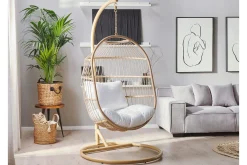 Hengestol med stativ kunstrotting beige ALBA