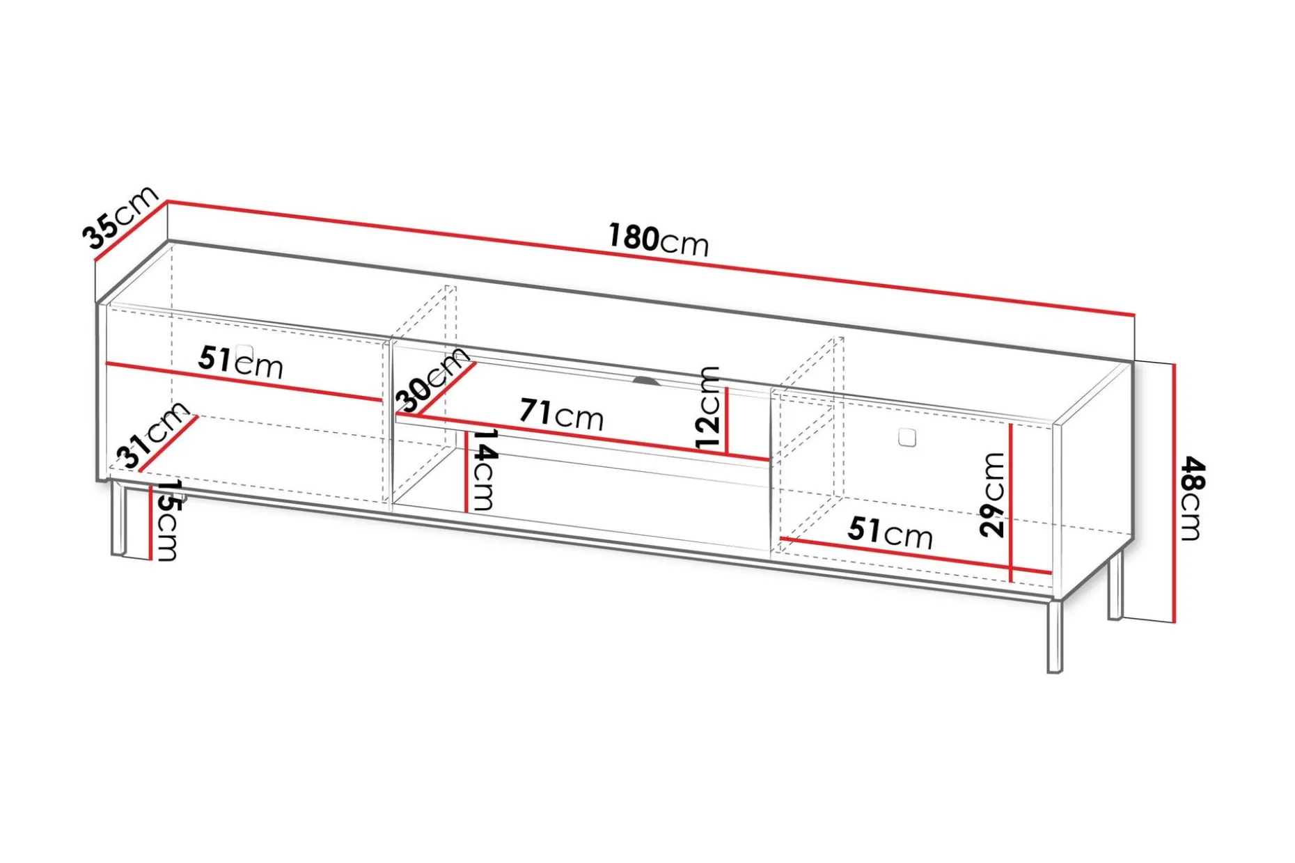 Hermann TV-benk 180 cm