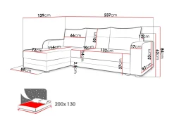 Hewlet 3-seters Divansovesofa Venstre
