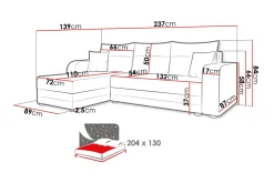 Hewlet Sofa med Divan 3-seter