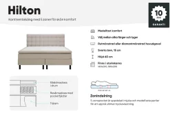 Hilton Komplett Sengpakke 180x200 cm Kontinentalseng med rutet sengegavl