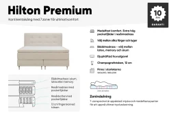 Hilton Premium Komplett Sengpakke 180x200 cm Kontinentalseng med Sengegavl