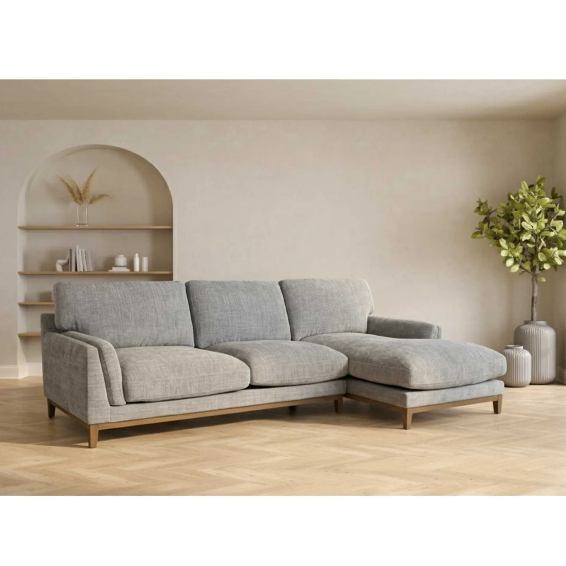 Hjørnesofa HOME4YOU Basil Grå Høyre hjørne
