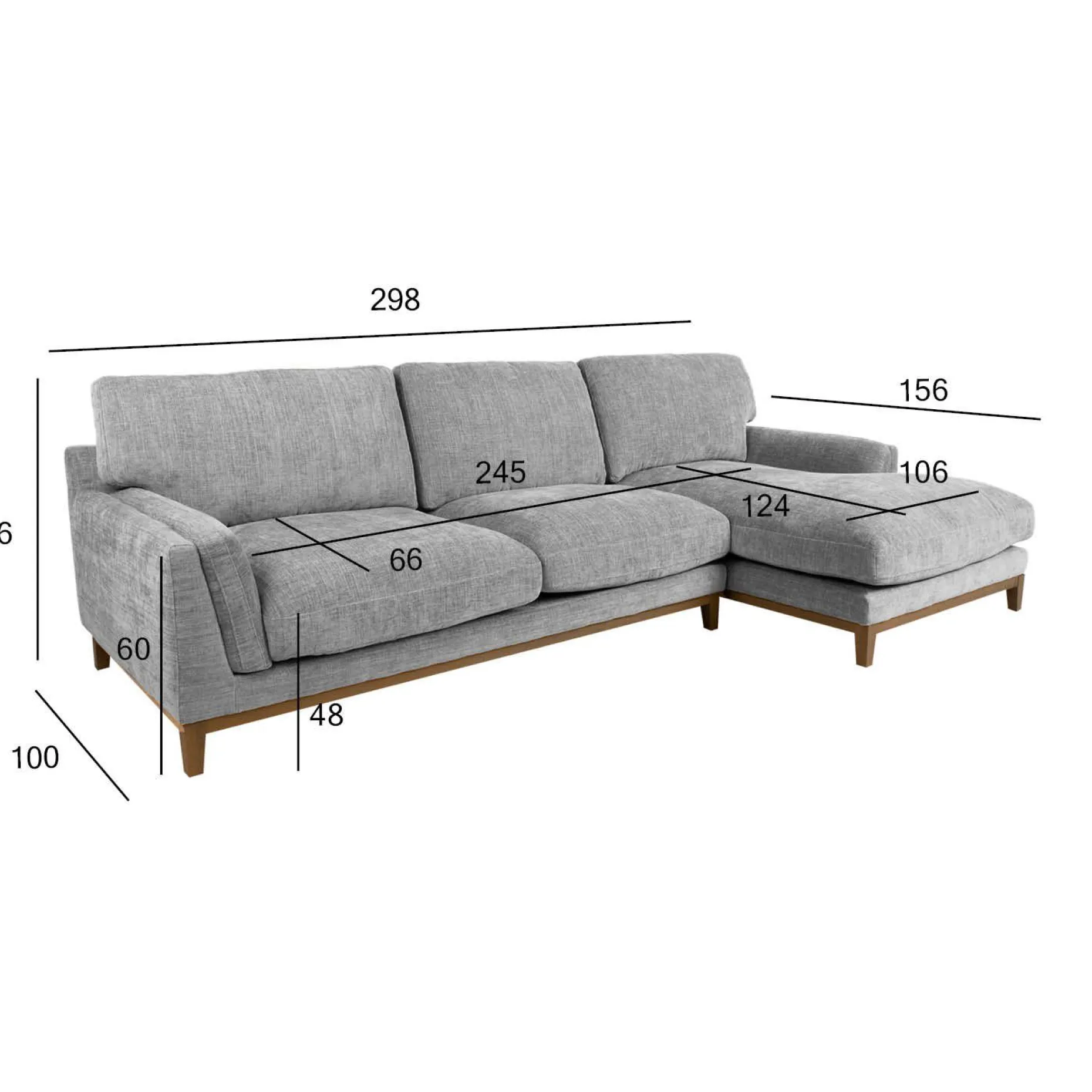 Hjørnesofa HOME4YOU Basil Grå Høyre hjørne
