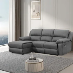 Hjørnesofa HOME4YOU BERIT manuell recliner Mørk grå Venstre hjørne