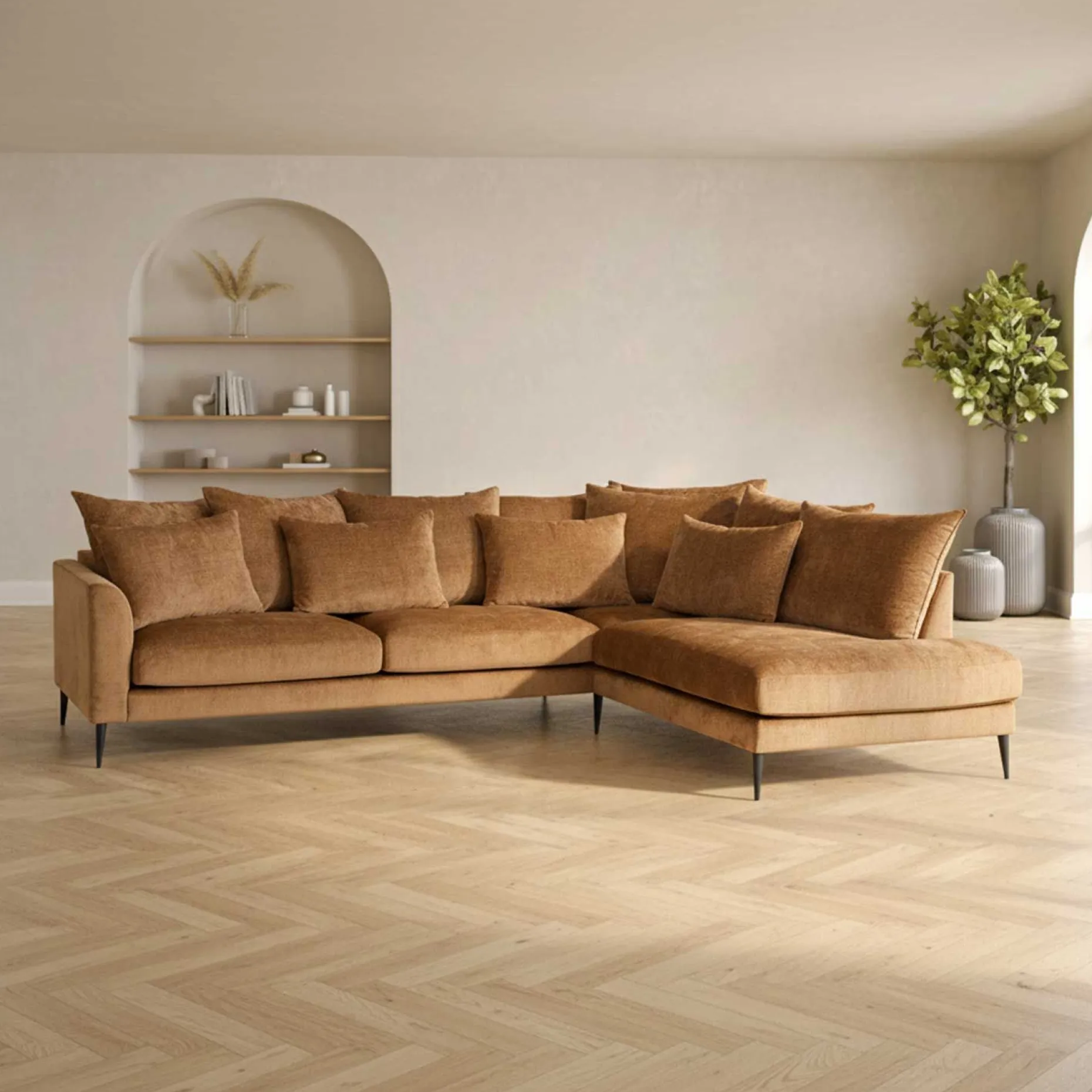 Hjørnesofa HOME4YOU Lartes brun Høyre hjørne