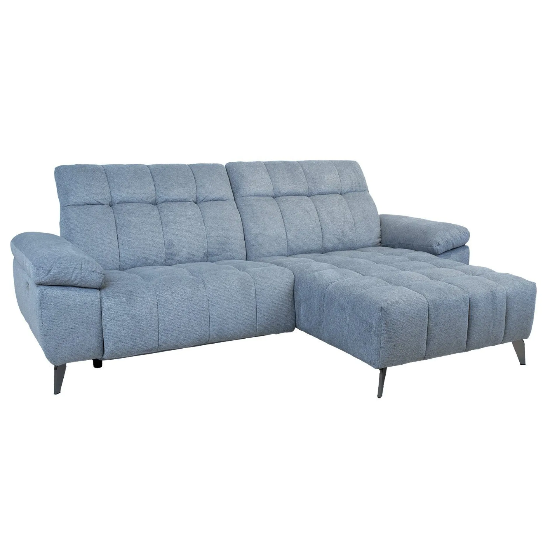 Hjørnesofa HOME4YOU Luzern elektrisk recliner Blågrå Høyre hjørne