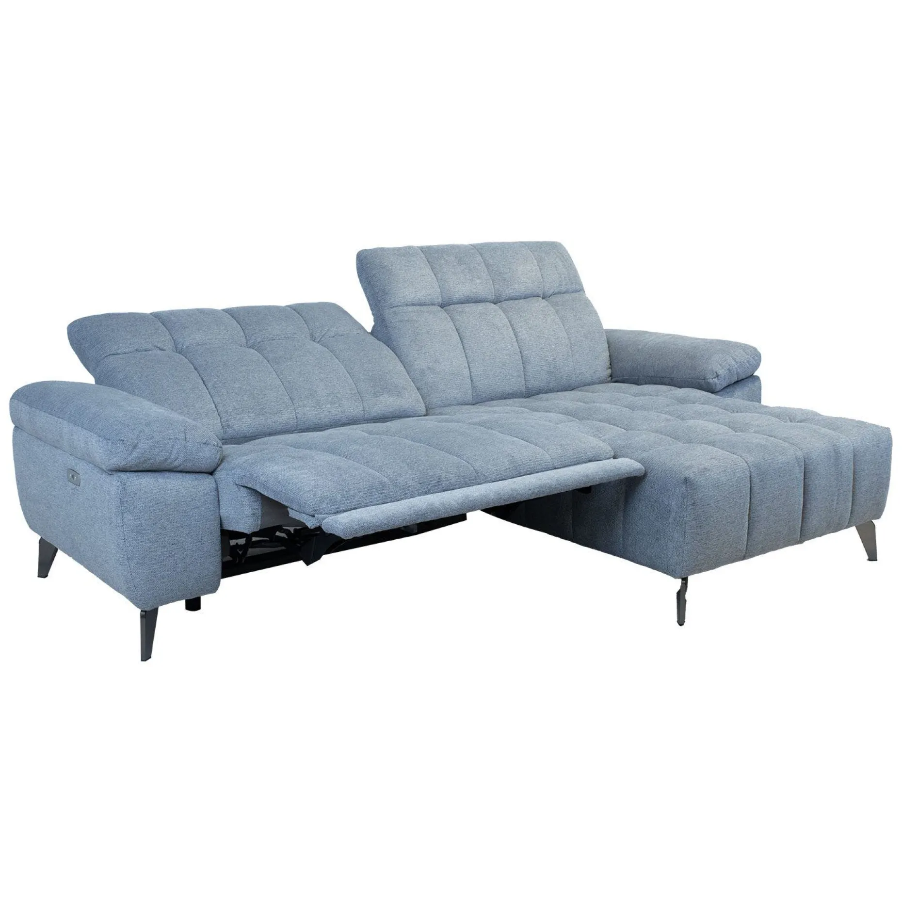 Hjørnesofa HOME4YOU Luzern elektrisk recliner Blågrå Høyre hjørne