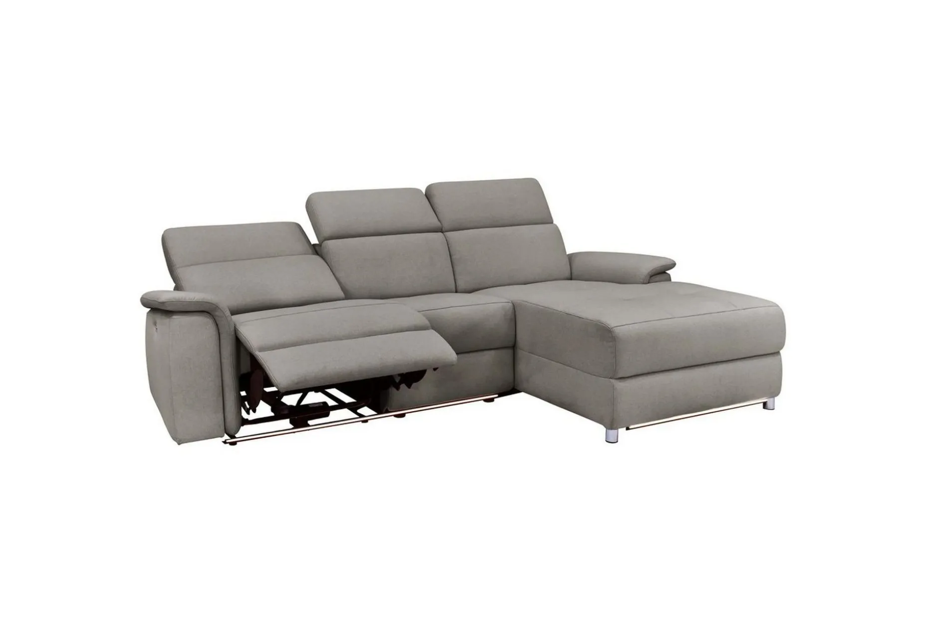 Hjørnesofa 3-seter Pareli Grå, Sunday Stoff, Høyre Elektrisk Recliner