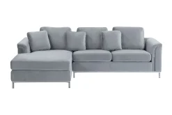 Hjørnesofa 4-seters H med sovefunksjon fløyelsgrå OSLO