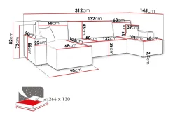 Hobson Sofa Dobbel sjeselong 4-seter