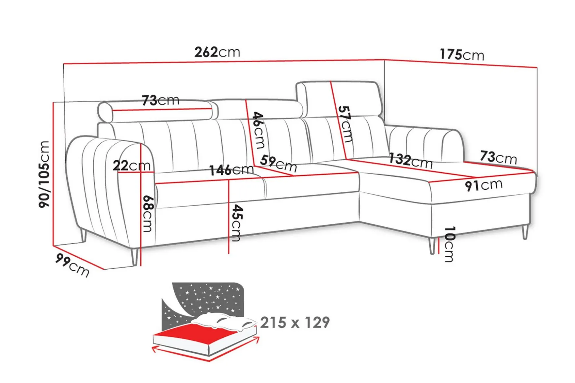 Hoffman Sofa med Sjeselong 3-seter
