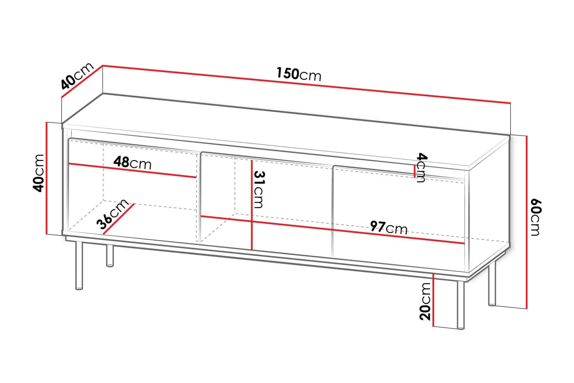 Hollander TV-benk 150 cm