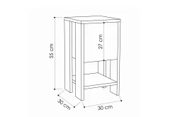 Homitis Nattbord 30 cm med Oppbevaring Hylle + Lucka