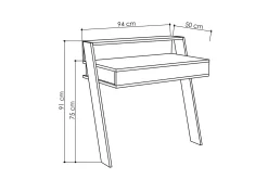 Homitis Veggskrivebord 94 cm med Oppbevaringsskuff + Hylle