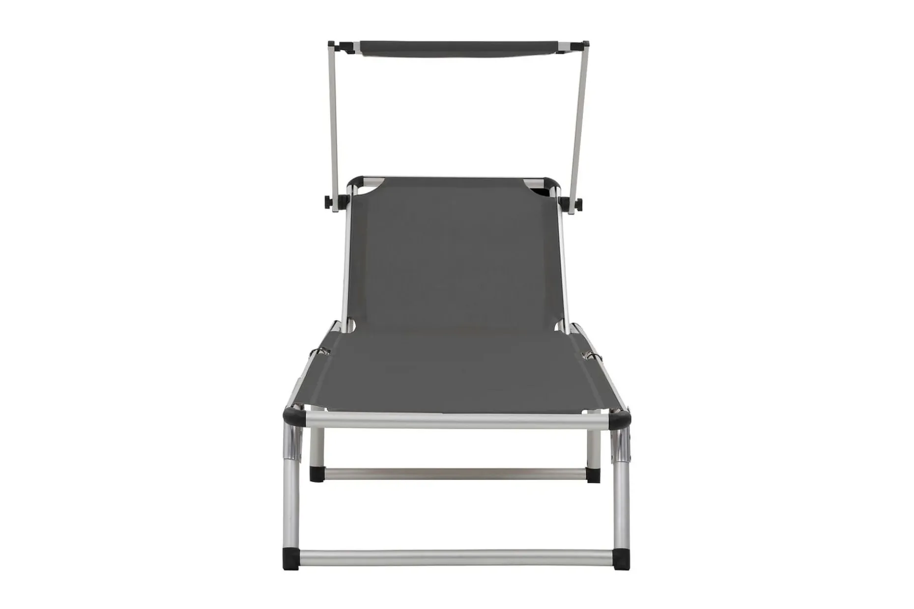 Hopfällbara solsängar med tak 2 st aluminium och textilen gr Be Basic Grey