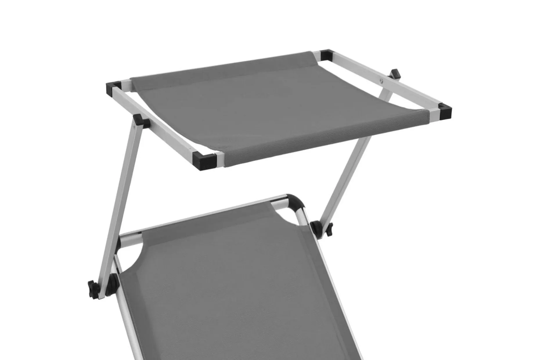 Hopfällbara solsängar med tak 2 st aluminium och textilen gr Be Basic Grey