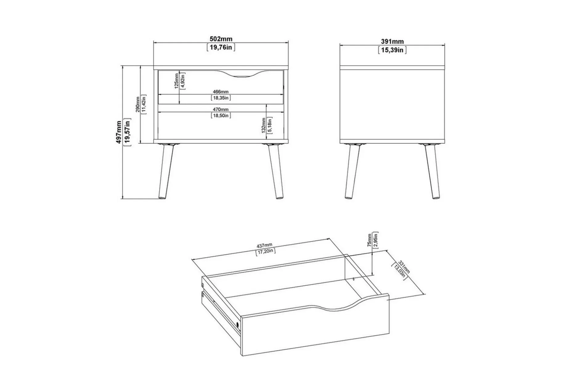 Hostafranc Sengebord 50,2 cm