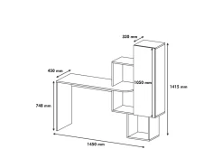 Hovdane Skrivebord 145 cm med Oppbevaringshyller + Skap