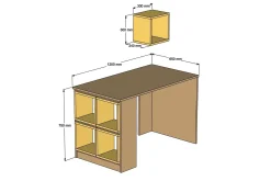 Hovdane Skrivebord 120 cm med Oppbevaring + Vegghylle +